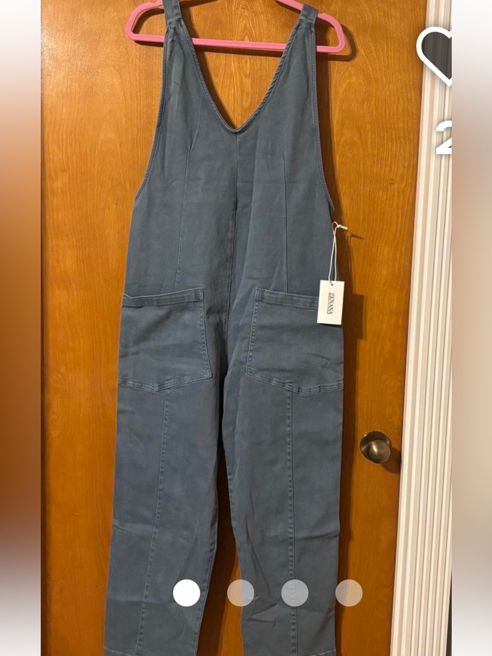 Zenana slate Blue Utility Jumpsuit Overalls S